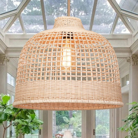 Hand-Woven Rattan Pendant Light - Natural Bamboo Hanging Lamp
